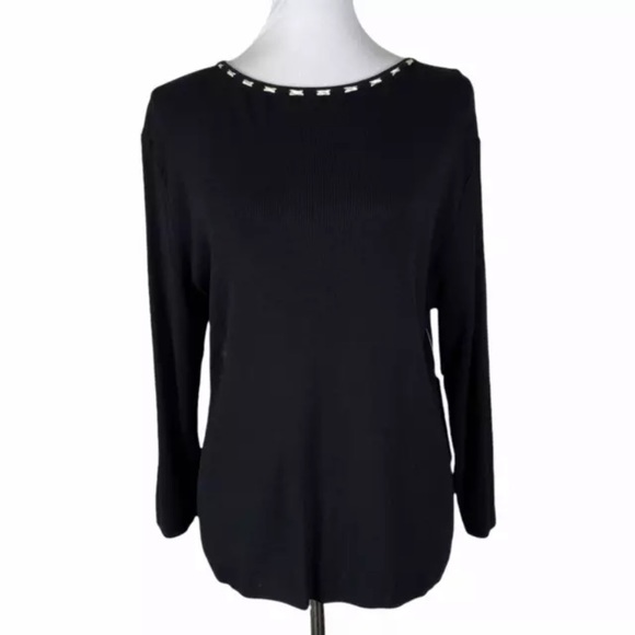 NWT Finity Black Sweater Woven Neckline Sz. XL - Picture 1 of 9